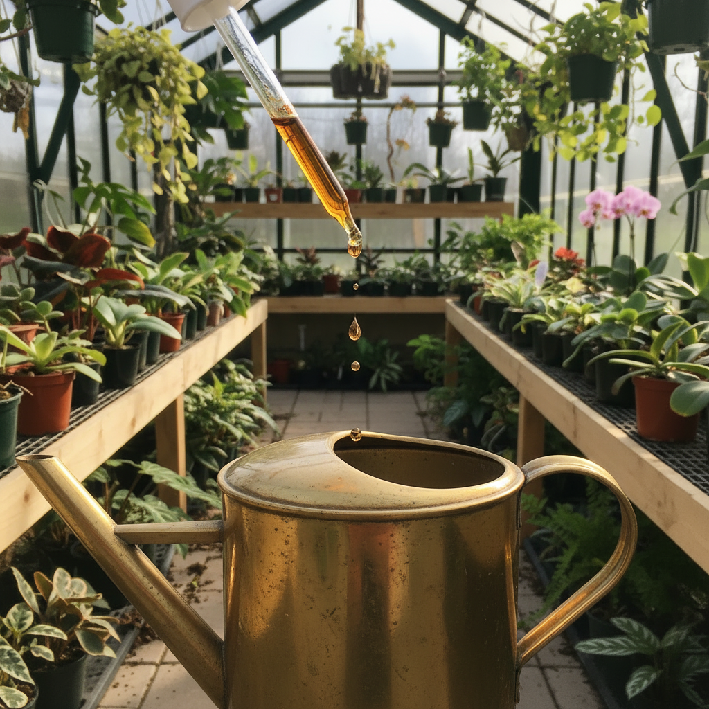 Gotero en regadera de latón - todo enfocado