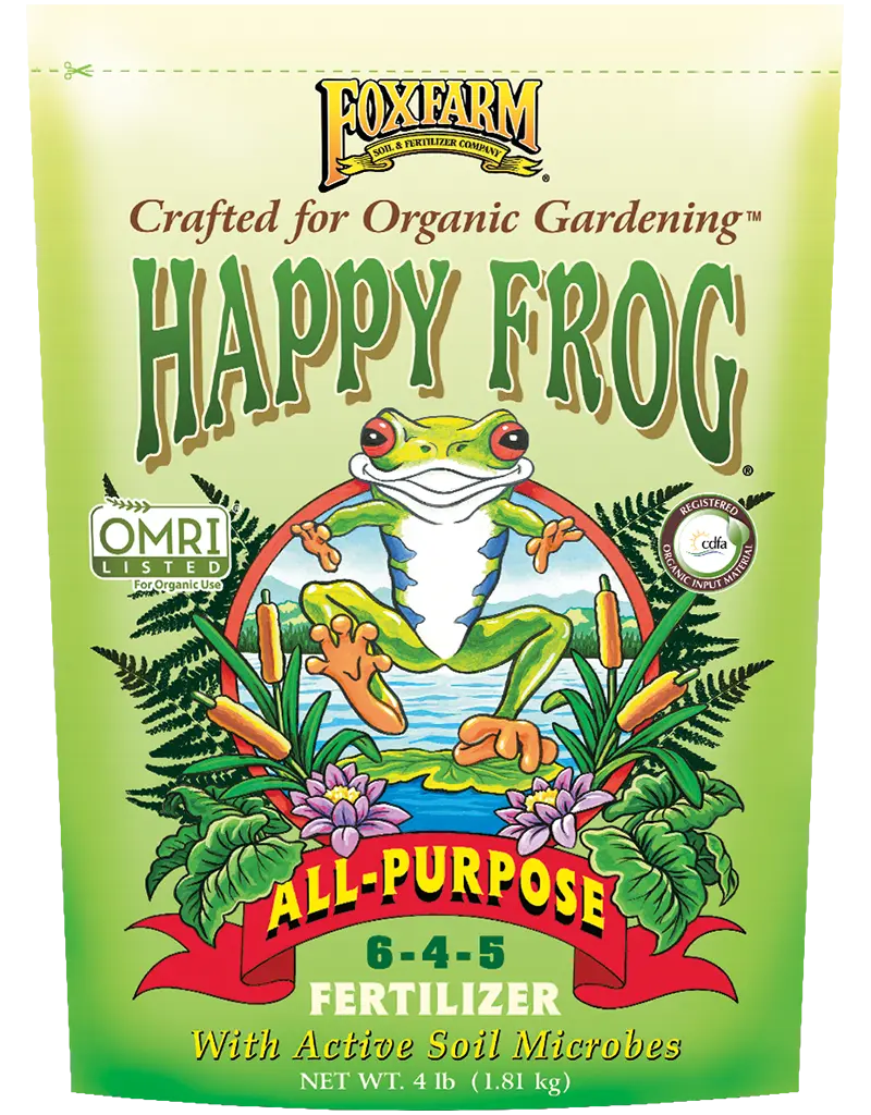 Bolsa de fertilizante orgánico FoxFarm Happy Frog All Purpose 4 libras para plantas de interior y huertos